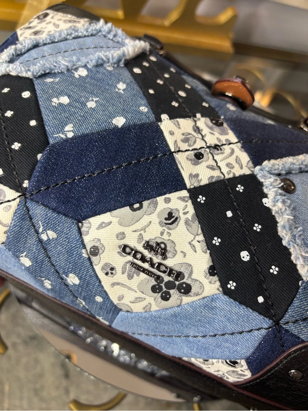 ***Current Carry***Coach Mercer Denim Patchwork Canyon Quilt Satchel